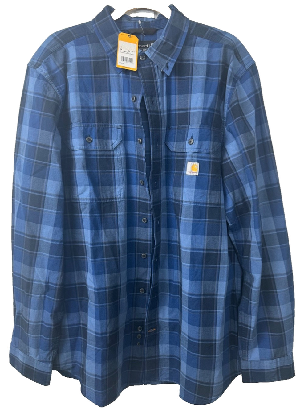 NEW Carhartt Men's LT Loose Fit Midweight Chambray Long Sleeve Plaid Shirt A37